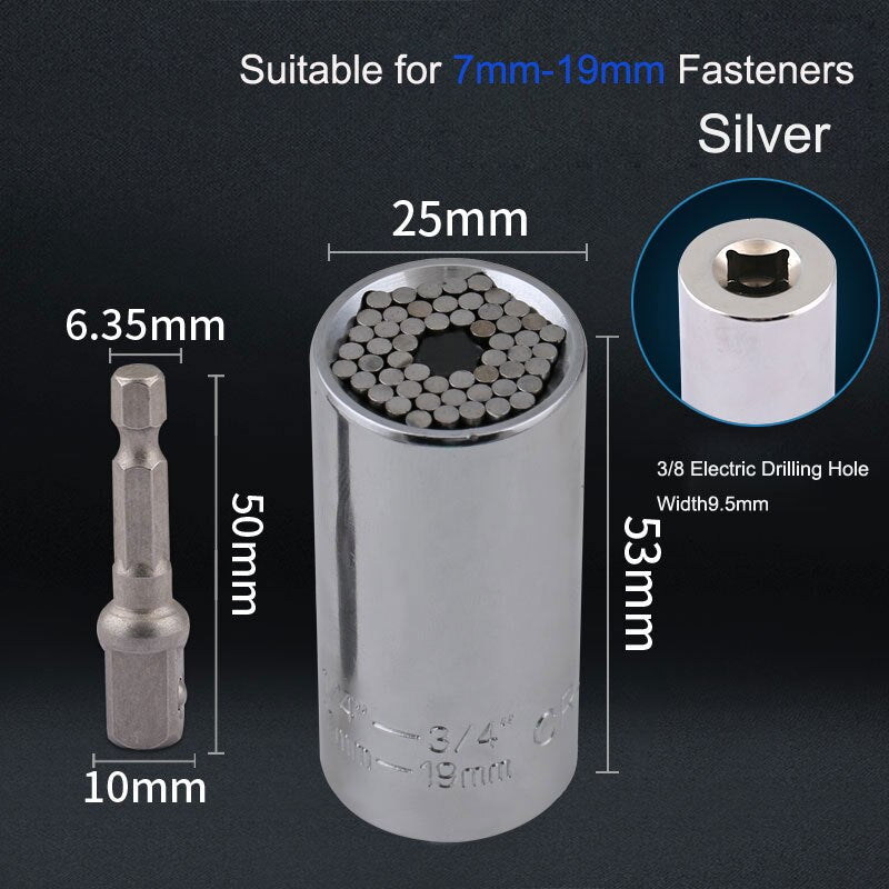 Universal Wrench Torque Head Set Socket Sleeve Ratchet 3/8 Bushing Spanner Magic Grip Tool Multi-function Socket Wrench