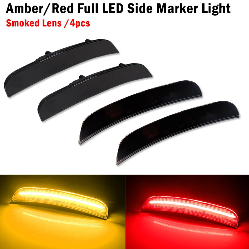 iJDM Amber/Red Front/Rear bumper Full LED Side Marker Light Kit For 2015-up Dodge Charger,Replace OEM Sidemarker Lamps 12V