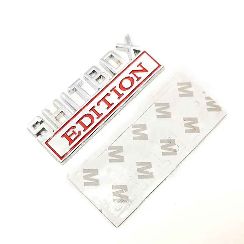 OTOKIT 1Pcs 3D Chrome Black Red Metal Emblem SHITBOX EDITION Badge Car Tail Side Sticker Accessories for Jeep Dodge Chrysler