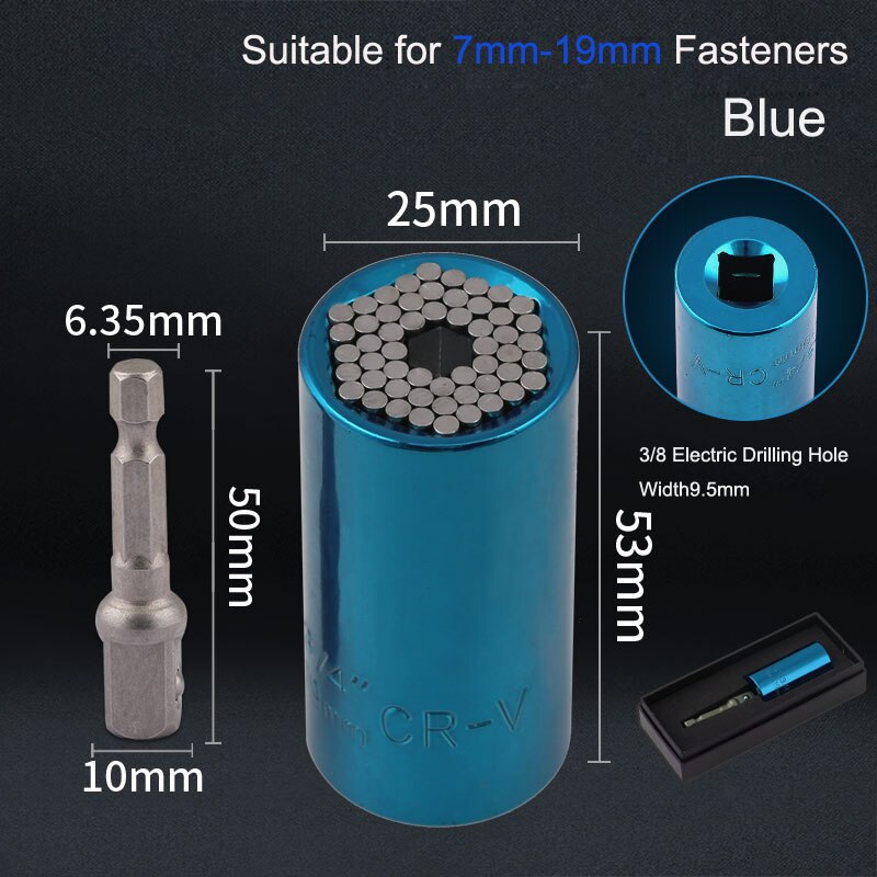 Universal Wrench Torque Head Set Socket Sleeve Ratchet 3/8 Bushing Spanner Magic Grip Tool Multi-function Socket Wrench