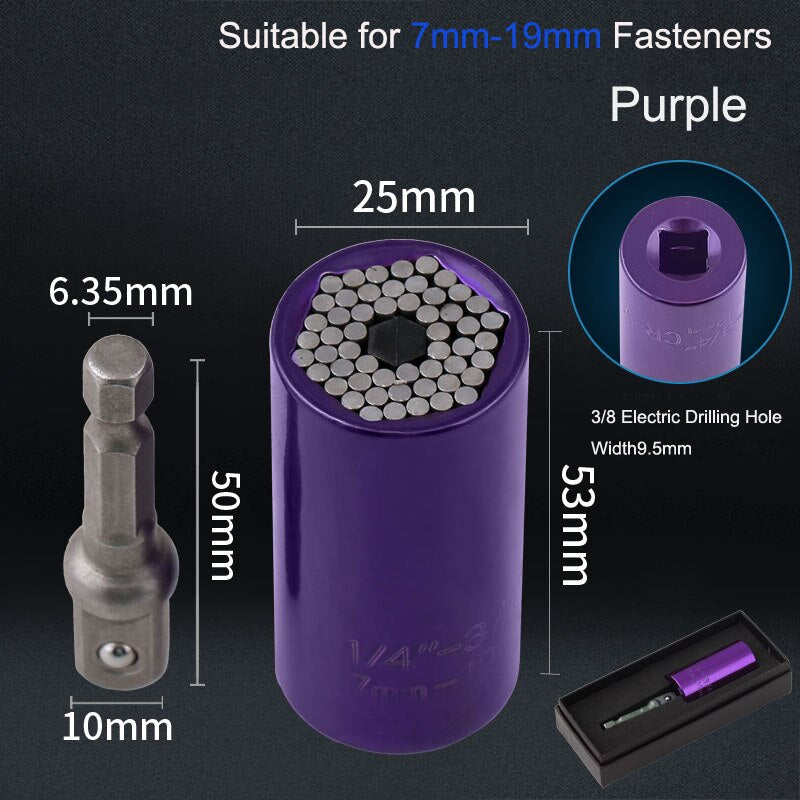 Universal Wrench Torque Head Set Socket Sleeve Ratchet 3/8 Bushing Spanner Magic Grip Tool Multi-function Socket Wrench