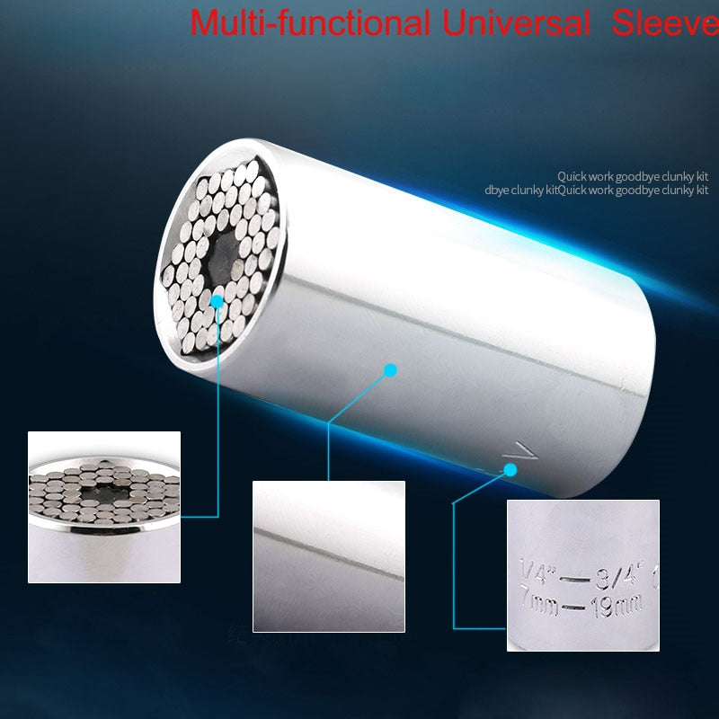 Universal Wrench Torque Head Set Socket Sleeve Ratchet 3/8 Bushing Spanner Magic Grip Tool Multi-function Socket Wrench