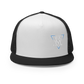 White Embroidered Flat Trucker Hat Meshed Back