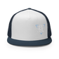 White Embroidered Flat Trucker Hat Meshed Back