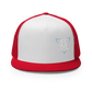 White Embroidered Flat Trucker Hat Meshed Back