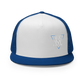 White Embroidered Flat Trucker Hat Meshed Back