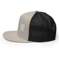 White Embroidered Flat Trucker Hat Meshed Back