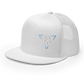 White Embroidered Flat Trucker Hat Meshed Back