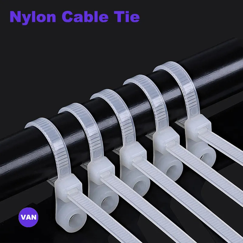 100PCS Screw Hole Cable Ties Fixed Cable Tie Nylon Cable Zip Ties With Screw Hole Mount Self Locking Loop Wrap Bundle Tie Straps