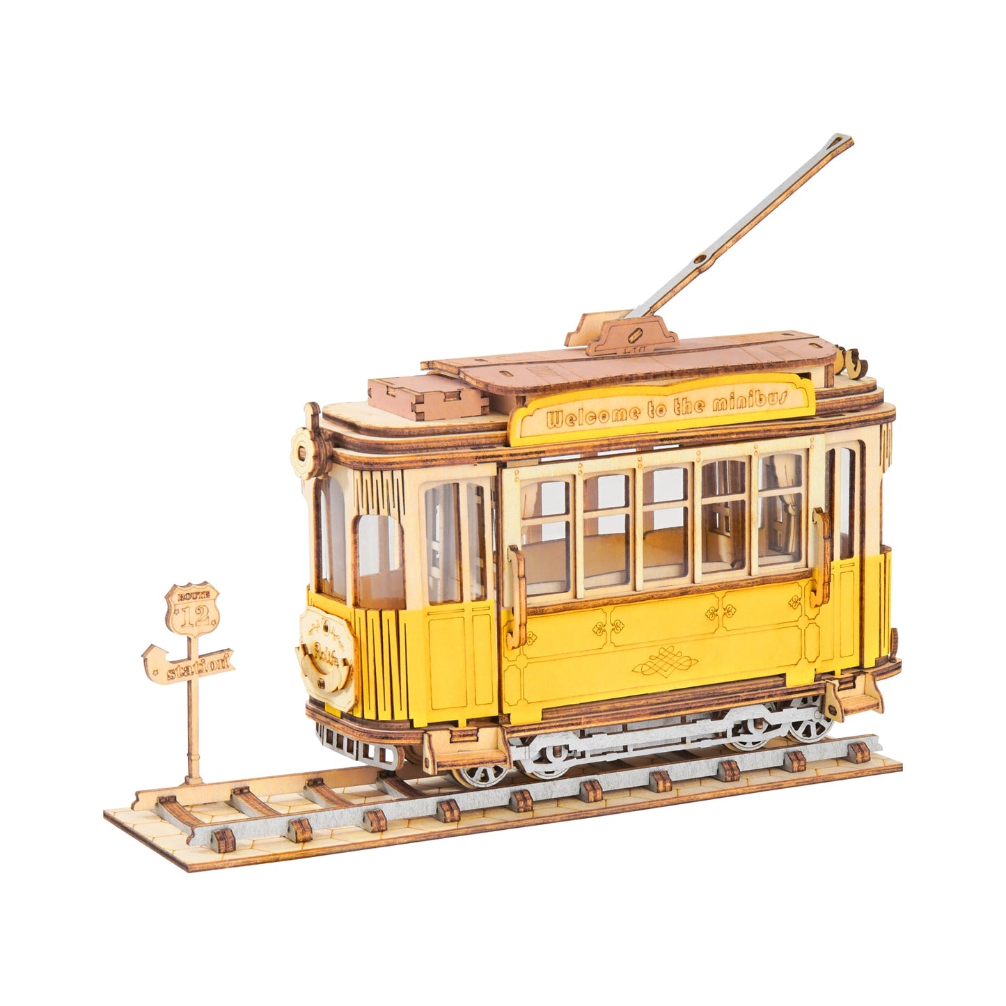 Robotime 3 Kinds DIY 3D Transportation Wooden Model Building Kits Vintage Car Tramcar Carriage Toy Gift for Children Adult