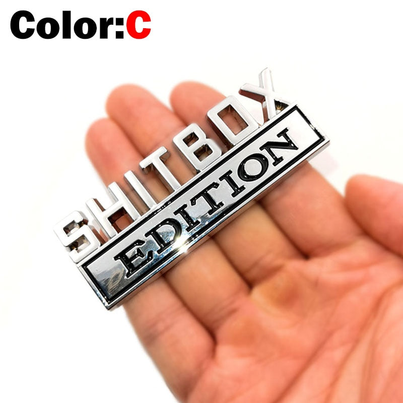 OTOKIT 1Pcs 3D Chrome Black Red Metal Emblem SHITBOX EDITION Badge Car Tail Side Sticker Accessories for Jeep Dodge Chrysler