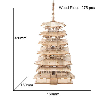 Robotime Five-storied Pagoda 3D Wooden Puzzle Toys For Children Kids Birthday Gift TGN02