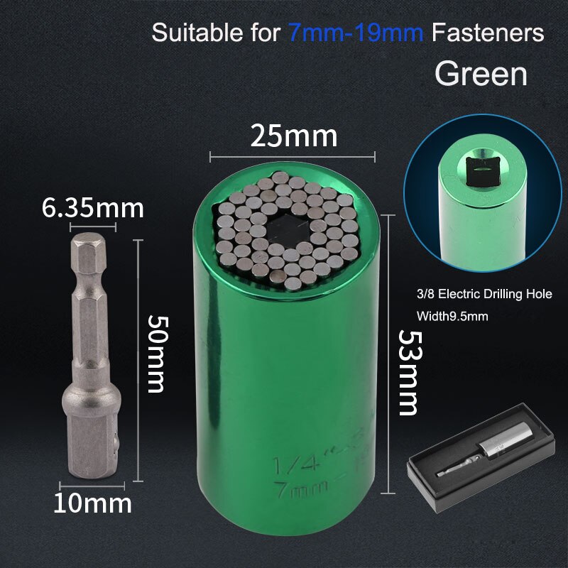 Universal  Wrench Torque Head Set Socket Sleeve Ratchet 3/8 Bushing Spanner Magic Grip Tool Multi-function Socket Wrench