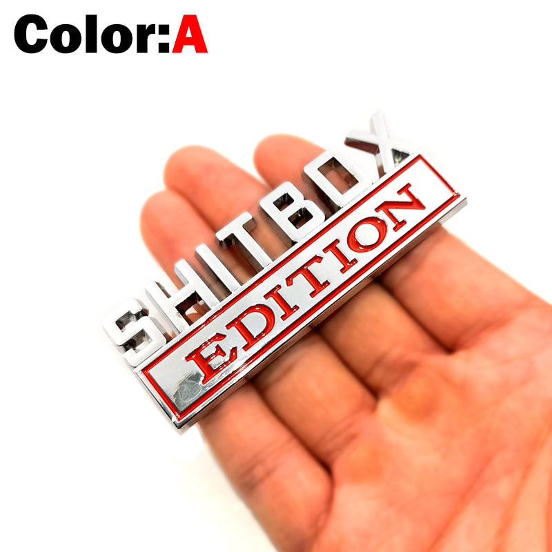 OTOKIT 1Pcs 3D Chrome Black Red Metal Emblem SHITBOX EDITION Badge Car Tail Side Sticker Accessories for Jeep Dodge Chrysler