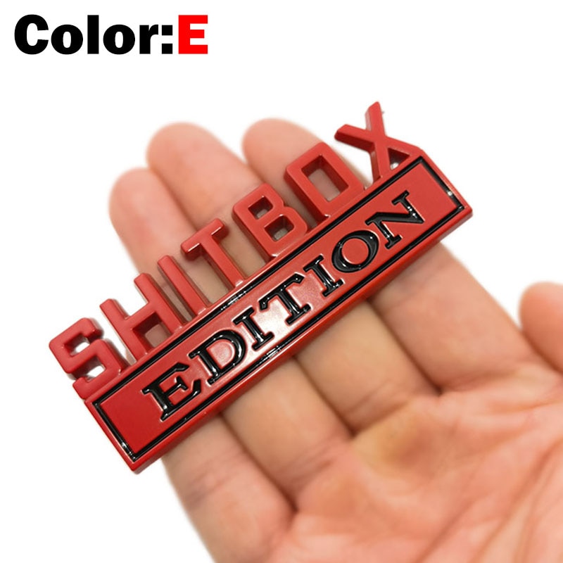 OTOKIT 1Pcs 3D Chrome Black Red Metal Emblem SHITBOX EDITION Badge Car Tail Side Sticker Accessories for Jeep Dodge Chrysler