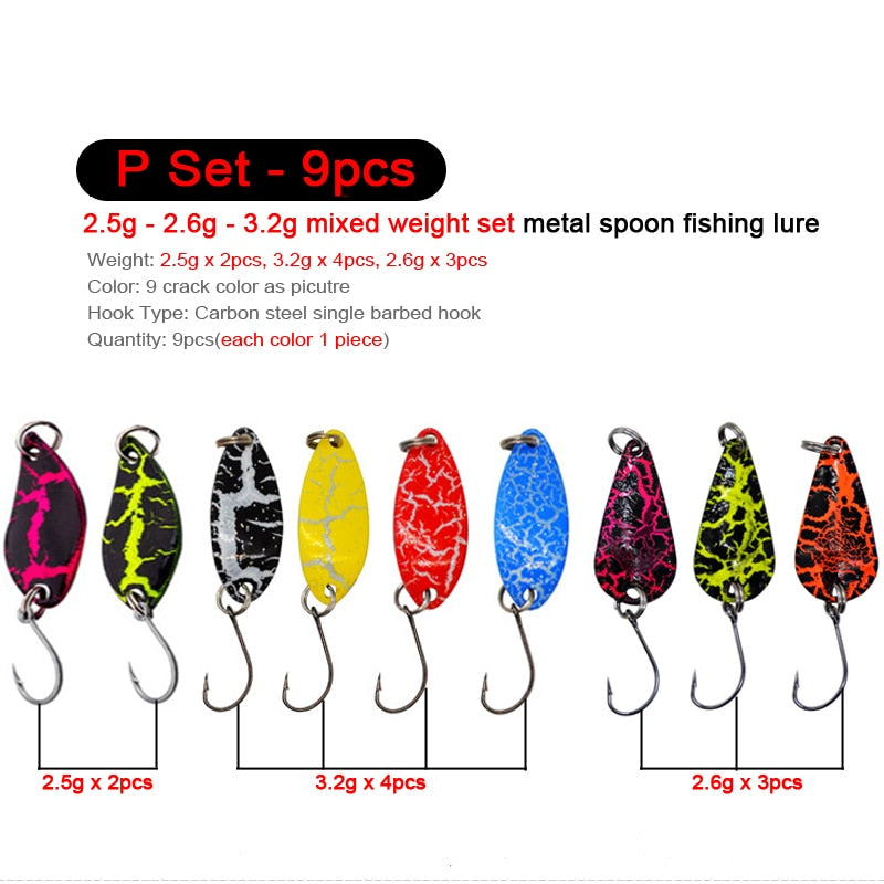 7/9/10Pcs Trout Bait 2.5g/2.6g/3g/3.2g/3.5g/5g Metal Spoon Fishing Lure Wobbler Casting Jigging Tackle Accessories Pesca Chub