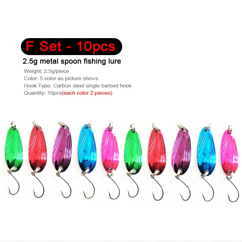 7/9/10Pcs Trout Bait 2.5g/2.6g/3g/3.2g/3.5g/5g Metal Spoon Fishing Lure Wobbler Casting Jigging Tackle Accessories Pesca Chub