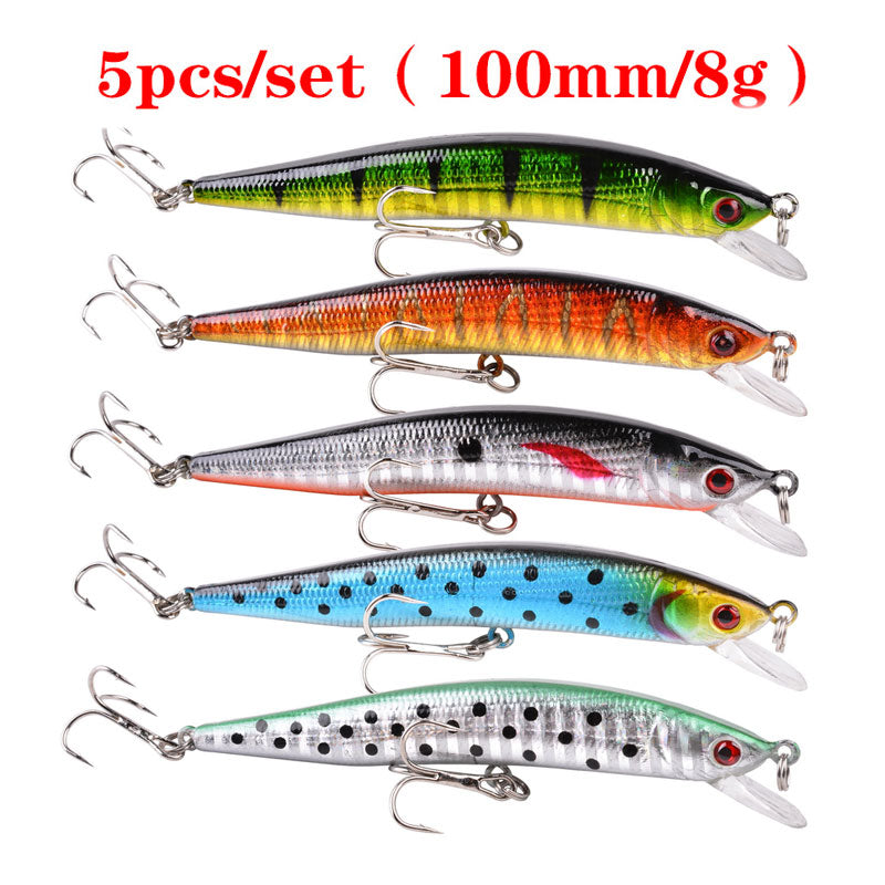 Mixed Colors Fishing Lure Kit Minnow Baits Set Wobbler Crankbaits Treble Hooks Fishing Tackle Artificial Plastic Hard Bait Kit