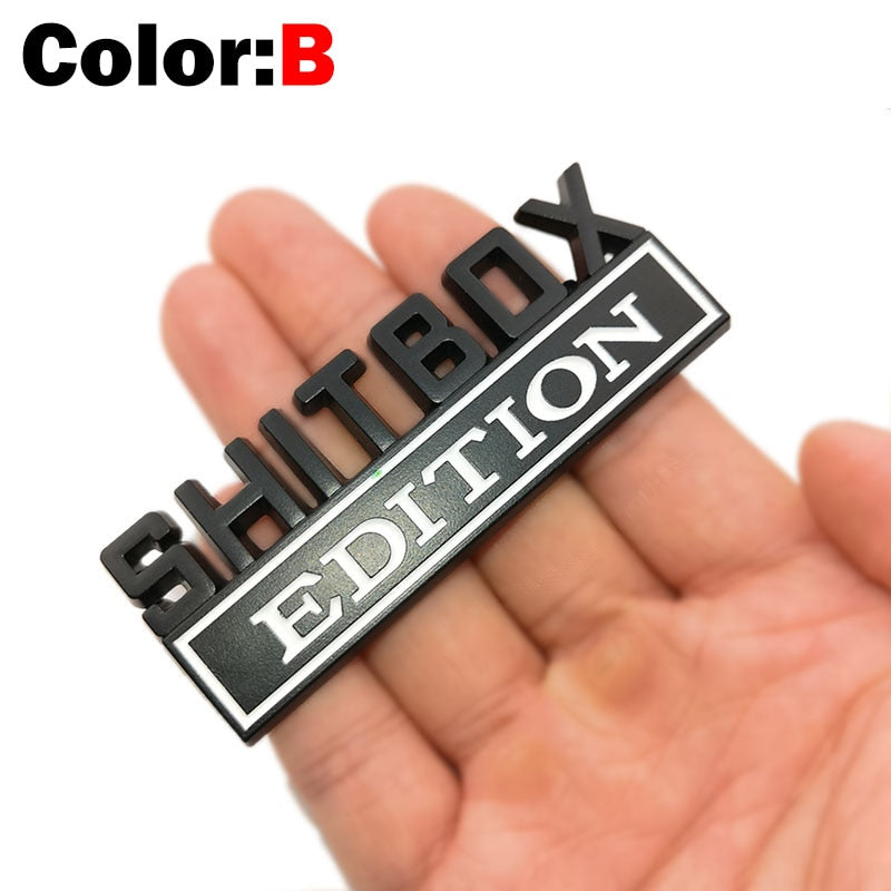 OTOKIT 1Pcs 3D Chrome Black Red Metal Emblem SHITBOX EDITION Badge Car Tail Side Sticker Accessories for Jeep Dodge Chrysler