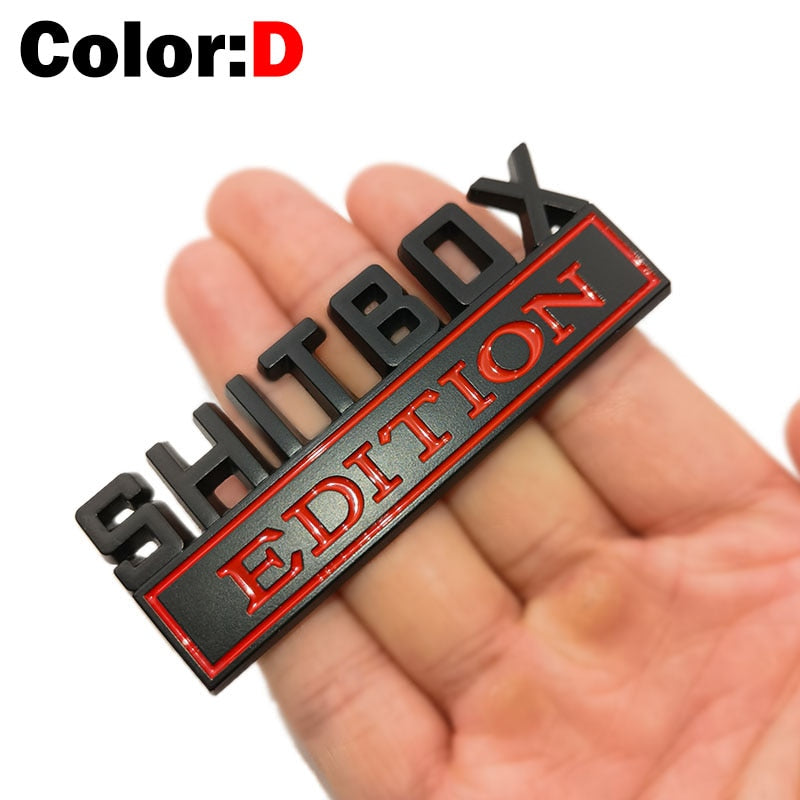 OTOKIT 1Pcs 3D Chrome Black Red Metal Emblem SHITBOX EDITION Badge Car Tail Side Sticker Accessories for Jeep Dodge Chrysler