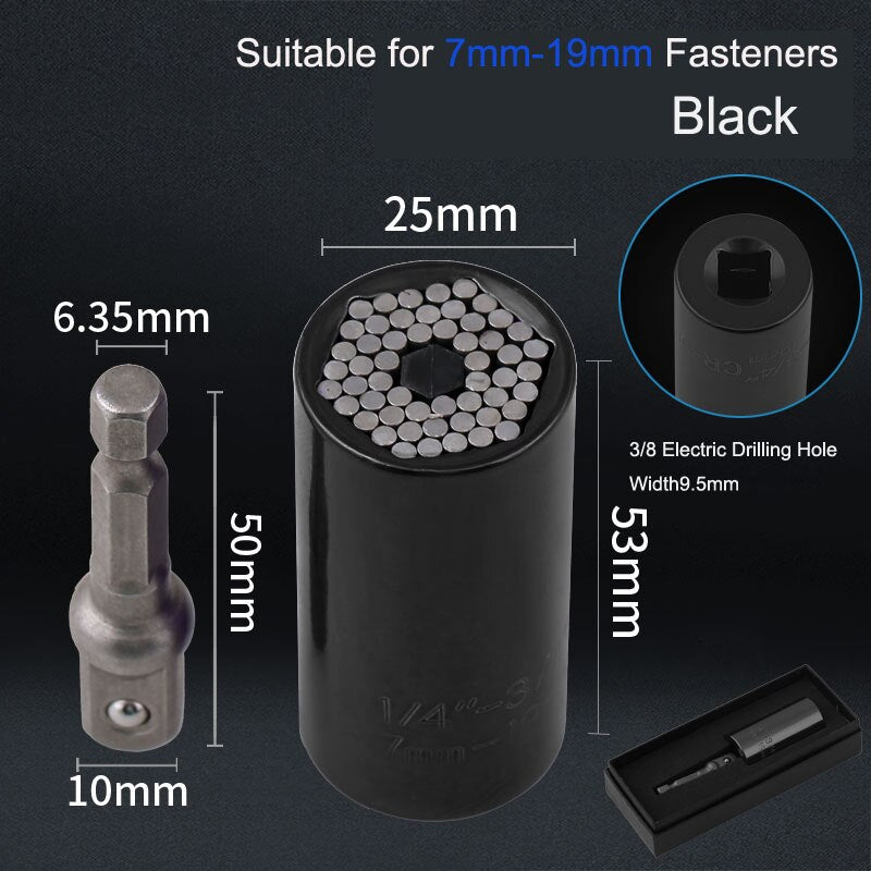 Universal  Wrench Torque Head Set Socket Sleeve Ratchet 3/8 Bushing Spanner Magic Grip Tool Multi-function Socket Wrench