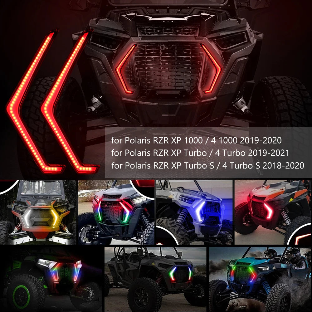 Remote Control RGB LED Turn Signal Light 1 Pair Turbo Front Driver Signature Light for Polaris RZR XP 4 1000 Atv Accessories