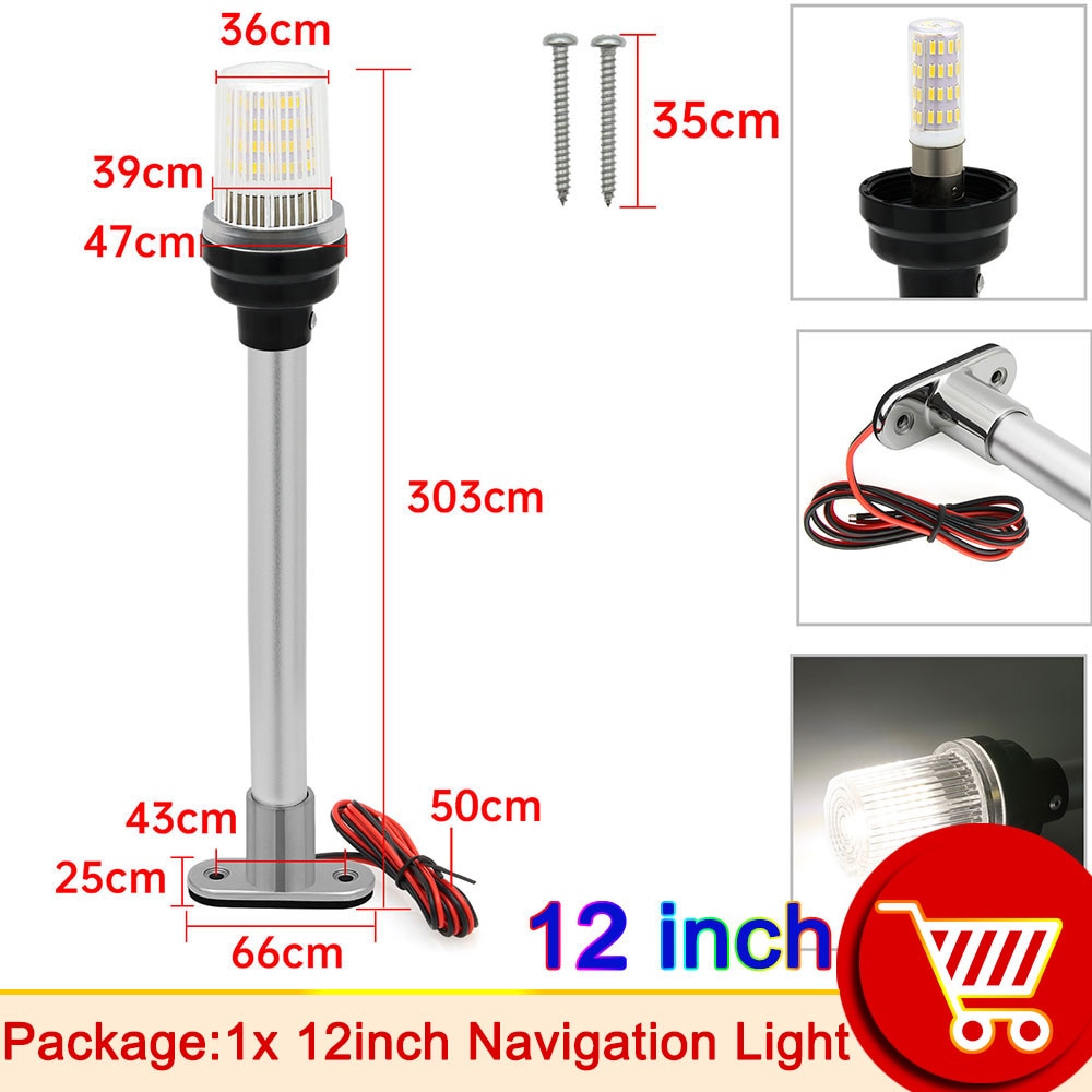 Navigation Light Waterproof Boat LED Light for Yacht Marine Fold Down Navigation Anchor Light 12V Sailing Signal Light 360 Degre