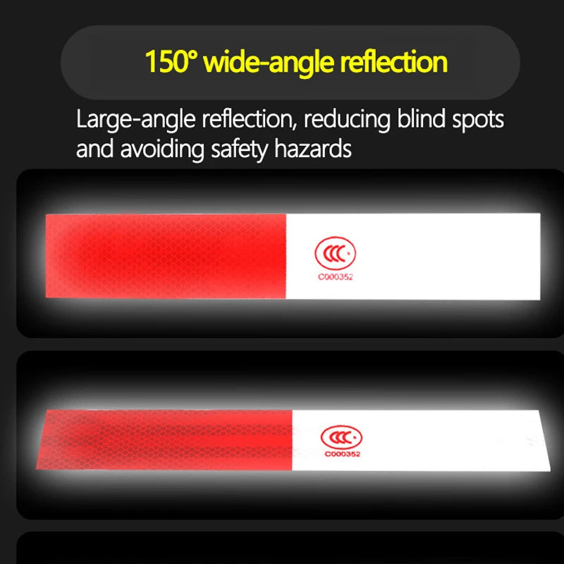 10Pcs/Set Car Truck Reflective Stickers Safety Warning Tape Waterproof Night Light Trailer Reflector Strip Red And White