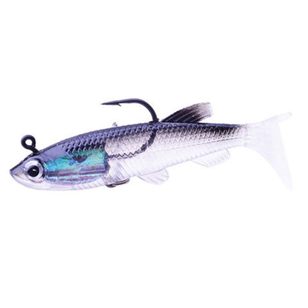 Soft Bait Fishing Lures 80mm/14g 90mm/9.5g Artificial Sinking Swimbait Paddle Tail Jig Head Fishing Tackle Goods for Sea Bass