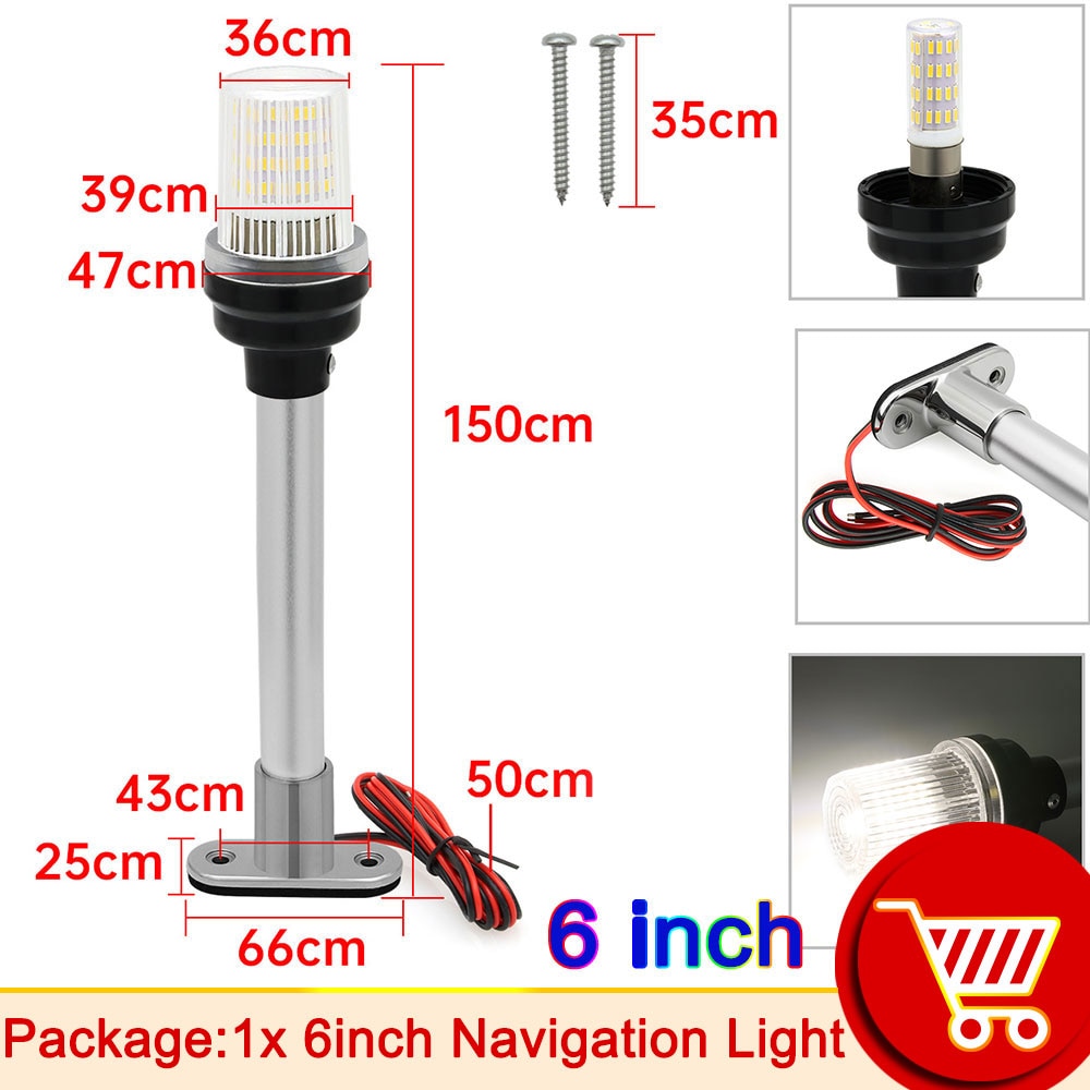 Navigation Light Waterproof Boat LED Light for Yacht Marine Fold Down Navigation Anchor Light 12V Sailing Signal Light 360 Degre