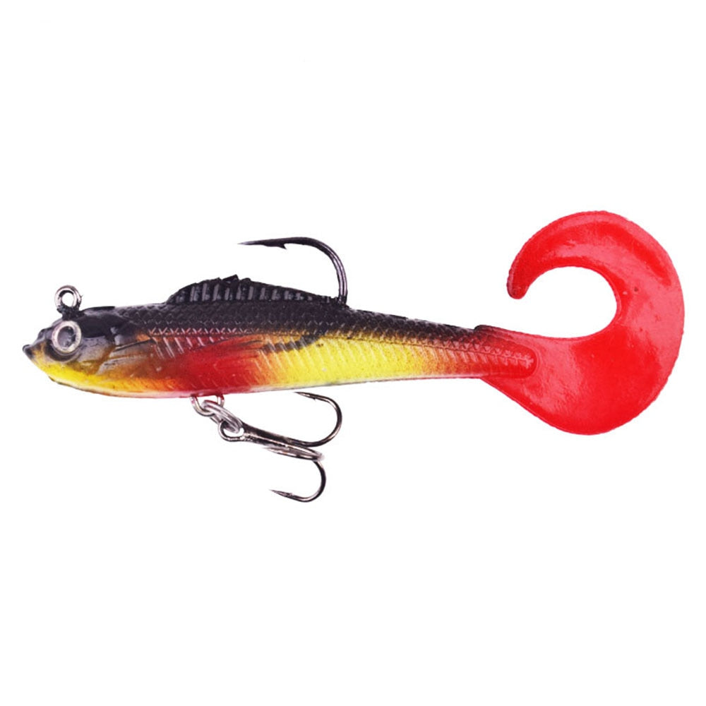 Soft Bait Fishing Lures 80mm/14g 90mm/9.5g Artificial Sinking Swimbait Paddle Tail Jig Head Fishing Tackle Goods for Sea Bass