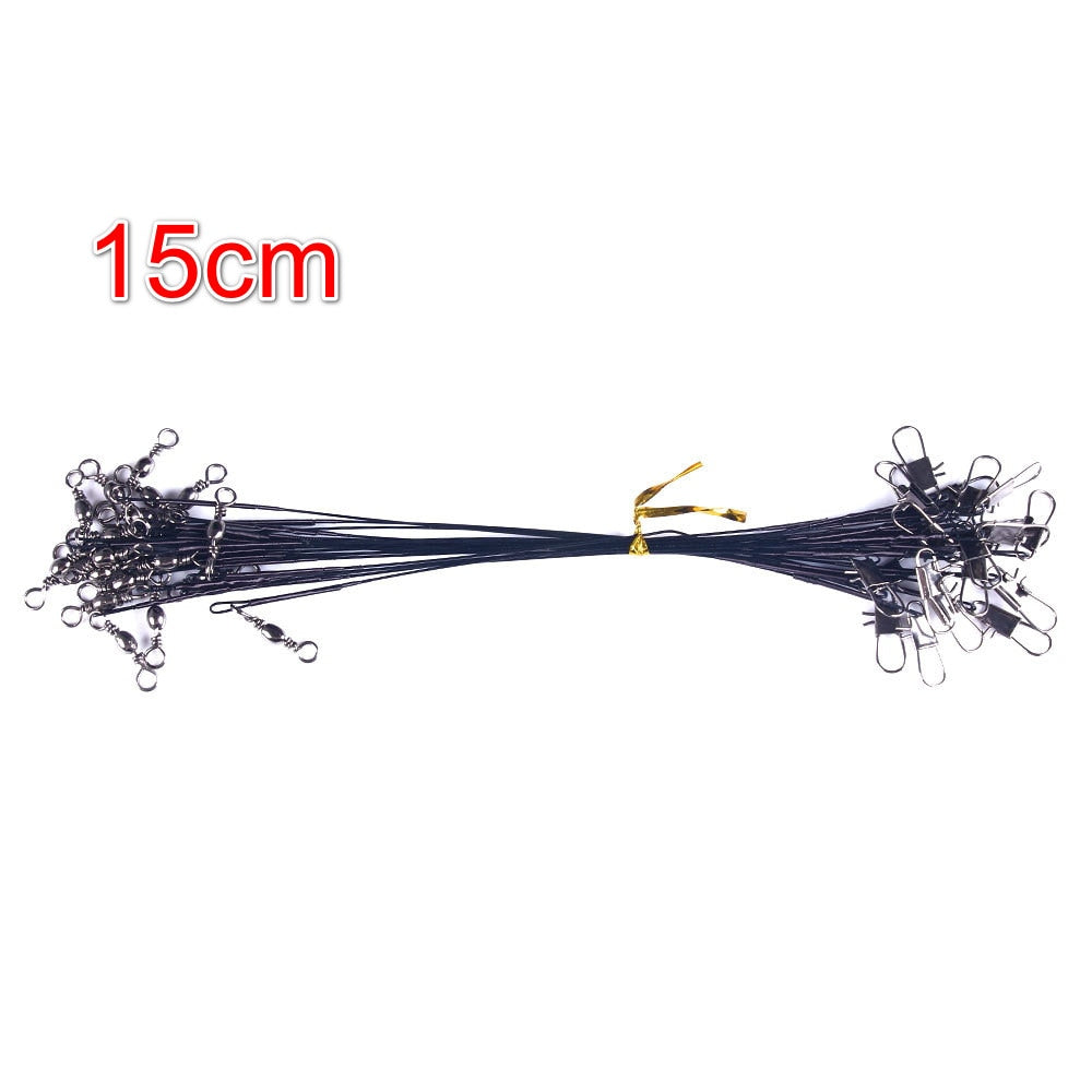 Anti Bite Steel Fishing Line Steel Wire Leader With Swivel Fishing Accessory Lead Core Leash Fishing Wire 15cm 20cm 25cm 30cm