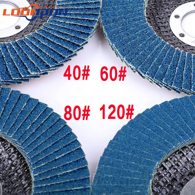 Loonpon 115mm/4.5inch Flap Discs Sanding Discs Grinding Wheels Blade Abrasive Tool For Angle Grinder 40/60/80/120Grit 5/10Pcs