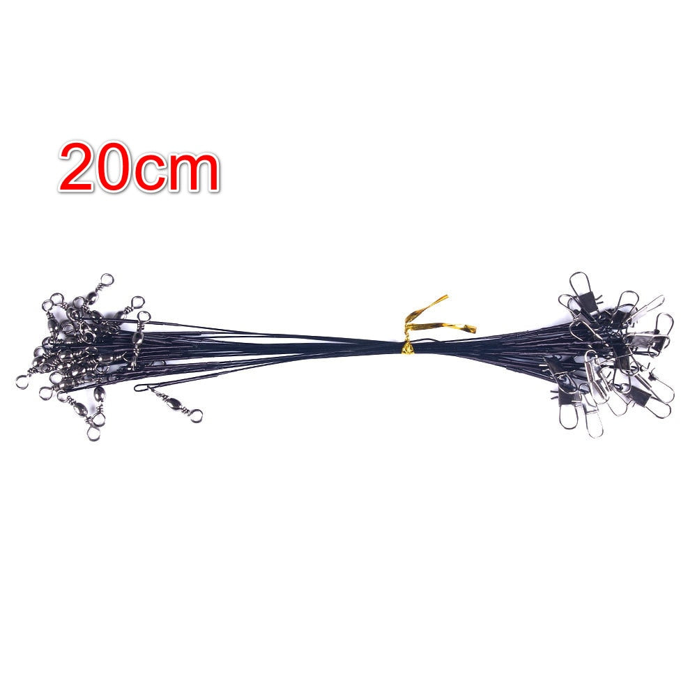 Anti Bite Steel Fishing Line Steel Wire Leader With Swivel Fishing Accessory Lead Core Leash Fishing Wire 15cm 20cm 25cm 30cm