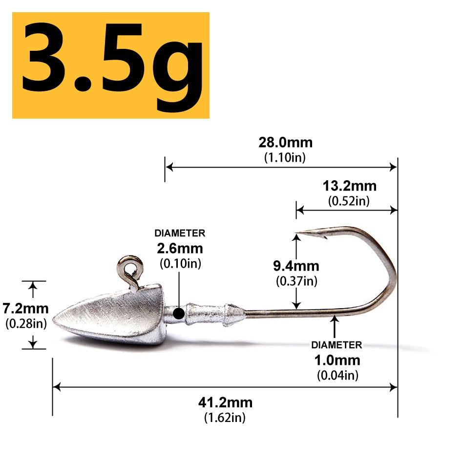 Triangle Head Hooks 3.5g 5g 7g 10g 14g 20g Ship type fishing hook soft worm jig Lure Hook Jig Head Fishing Tackle Hooks