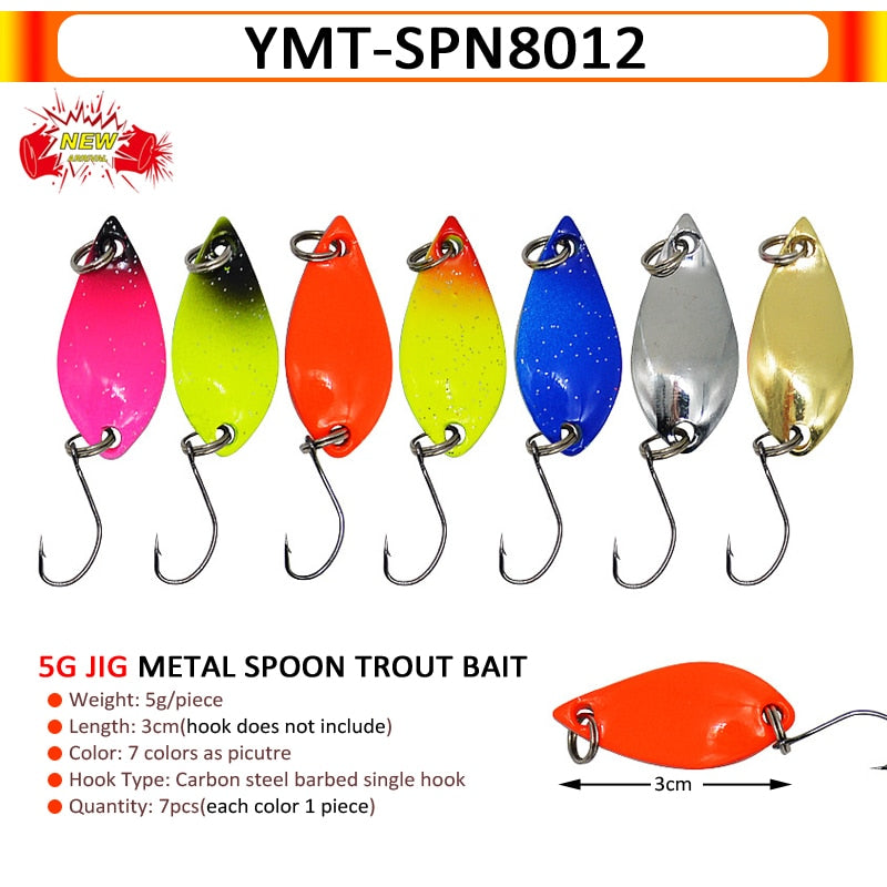 7/9/10Pcs Trout Bait 2.5g/2.6g/3g/3.2g/3.5g/5g Metal Spoon Fishing Lure Wobbler Casting Jigging Tackle Accessories Pesca Chub