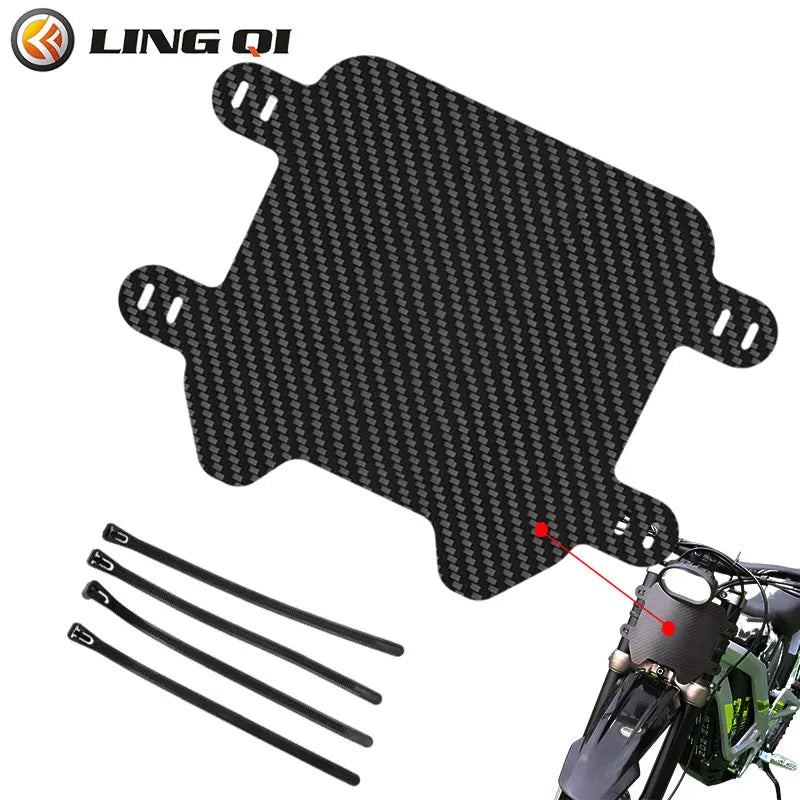 LINGQI Modified Carbon Fiber Front Number Plate Frame Upgrades Number Cover Fit For SURRON Light Bee X Electric Dirt Pit Bike