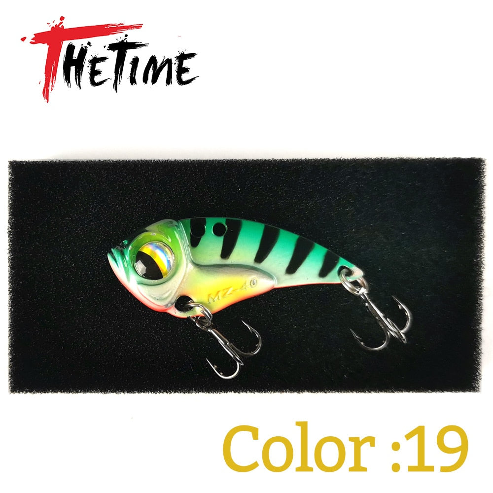 THETIME 2022 New MZ40 Metal VIB Ratlin Spoon Lure 40mm 6.5g Blade Jig Bait Vibrators Cicada For Pike Perch Crappie Bass Fishing