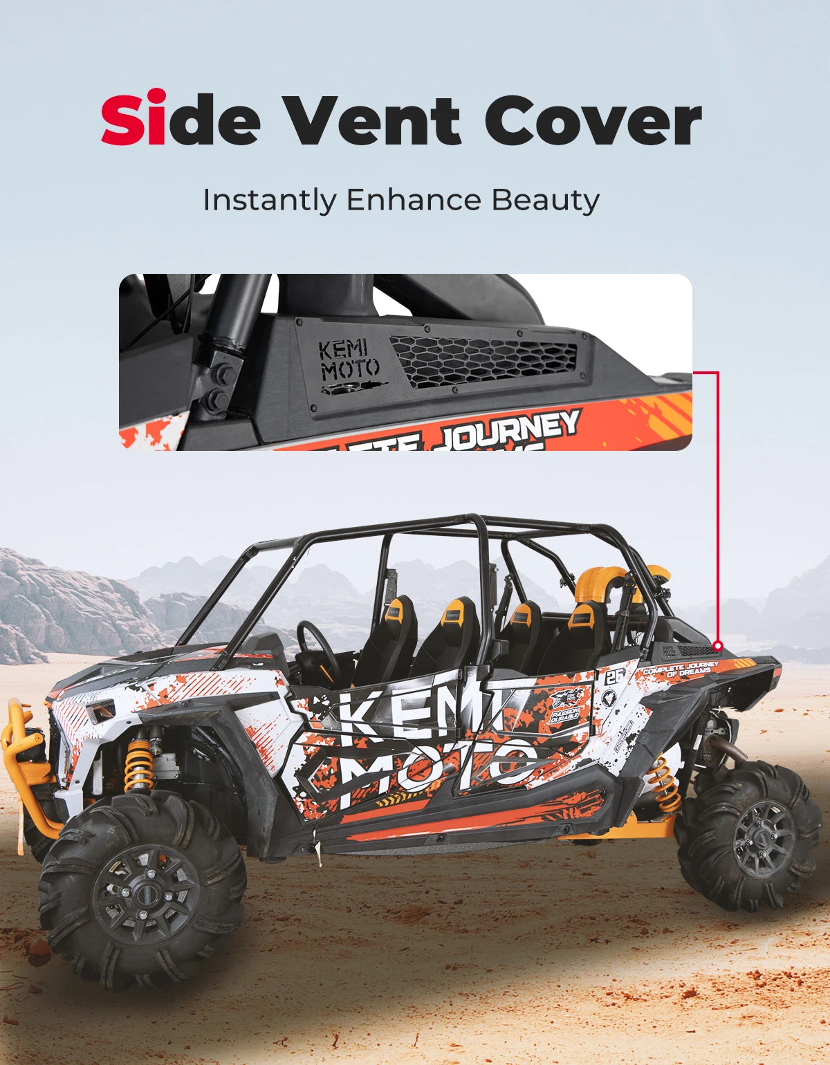 KEMIMOTO UTV 2PCS Side Vent Covers Compatible with Polaris RZR XP 1000/ RZR XP4 1000 2014-2023 Aluminium Air Intake Grill Bezel
