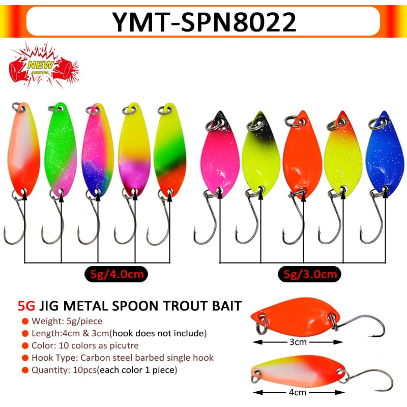 7/9/10Pcs Trout Bait 2.5g/2.6g/3g/3.2g/3.5g/5g Metal Spoon Fishing Lure Wobbler Casting Jigging Tackle Accessories Pesca Chub