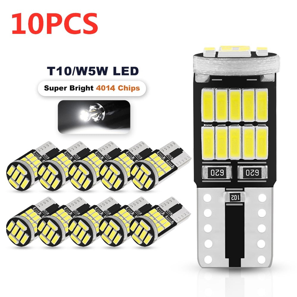 2/6/10pcs T10 W5W 194 501 Led Canbus No Error Car Interior Light T10 26 SMD 4014 Chip Pure White Instrument Lights Bulb Lamp