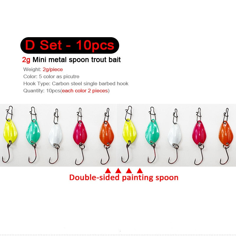 7/9/10Pcs Trout Bait 2.5g/2.6g/3g/3.2g/3.5g/5g Metal Spoon Fishing Lure Wobbler Casting Jigging Tackle Accessories Pesca Chub