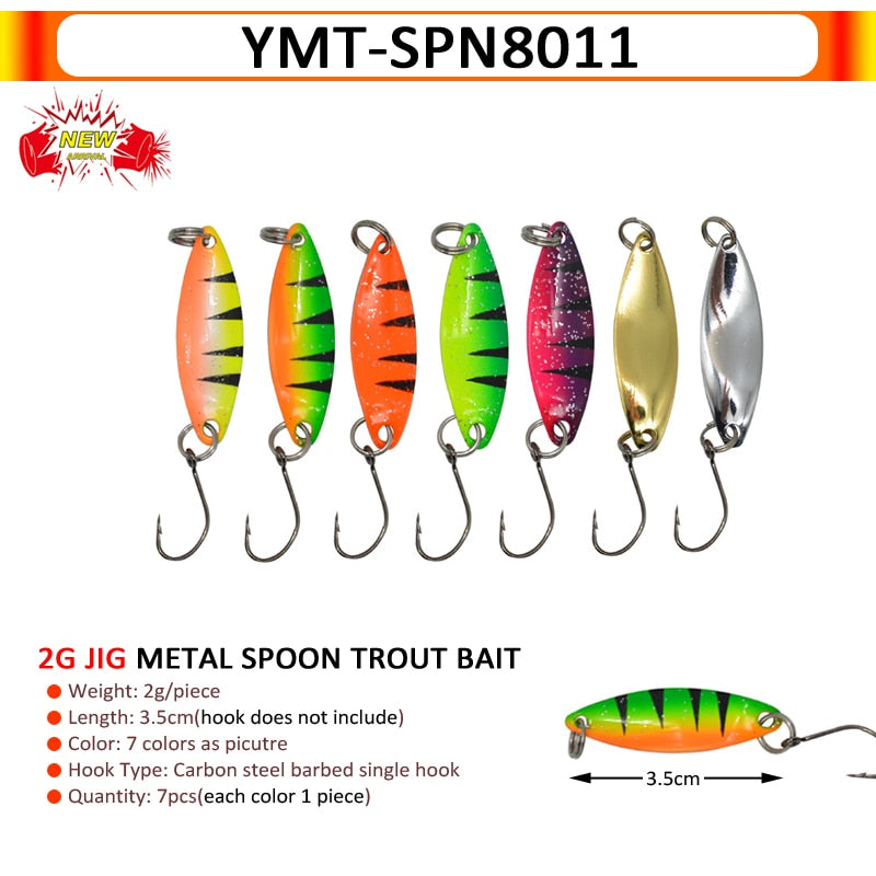 7/9/10Pcs Trout Bait 2.5g/2.6g/3g/3.2g/3.5g/5g Metal Spoon Fishing Lure Wobbler Casting Jigging Tackle Accessories Pesca Chub