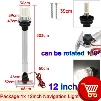 Navigation Light Waterproof Boat LED Light for Yacht Marine Fold Down Navigation Anchor Light 12V Sailing Signal Light 360 Degre