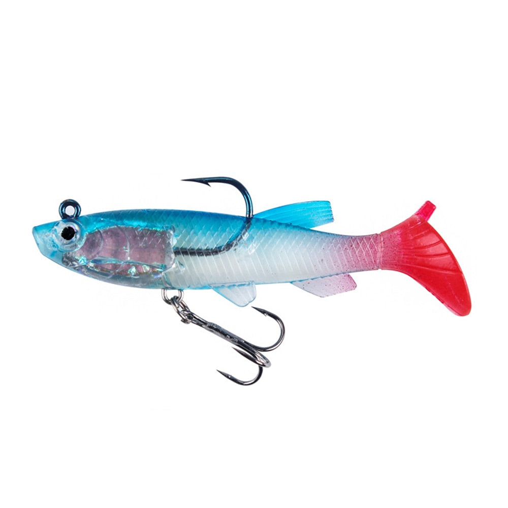 Soft Bait Fishing Lures 80mm/14g 90mm/9.5g Artificial Sinking Swimbait Paddle Tail Jig Head Fishing Tackle Goods for Sea Bass