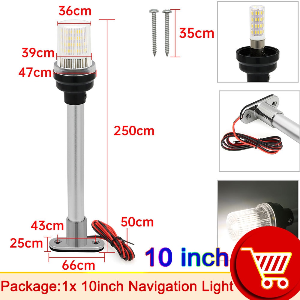 Navigation Light Waterproof Boat LED Light for Yacht Marine Fold Down Navigation Anchor Light 12V Sailing Signal Light 360 Degre