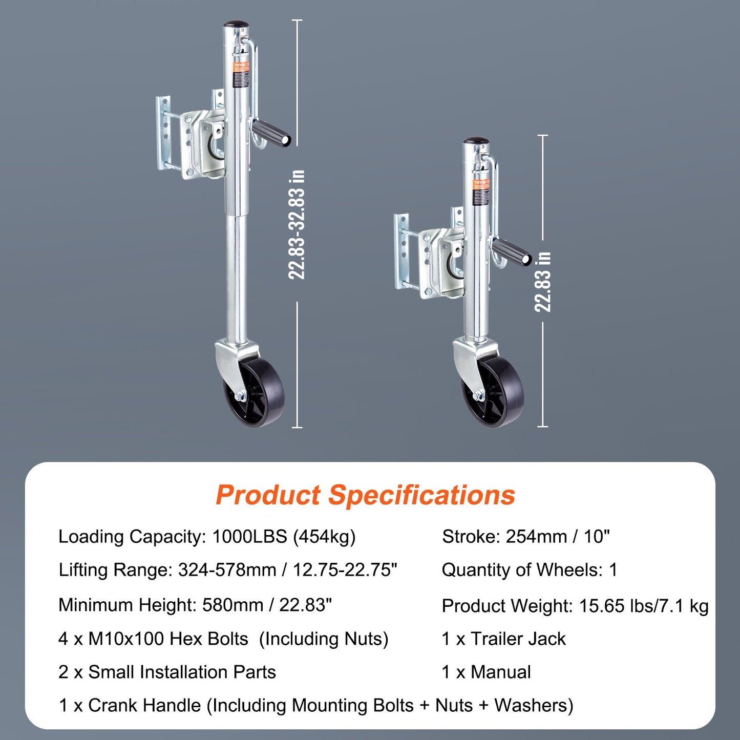 VEVOR 1000/1500/2000lbs Trailer Jack Tongue Stand with Solid Jockey Sidewind Round Wheel Lifting Boat RV Parts Accessories