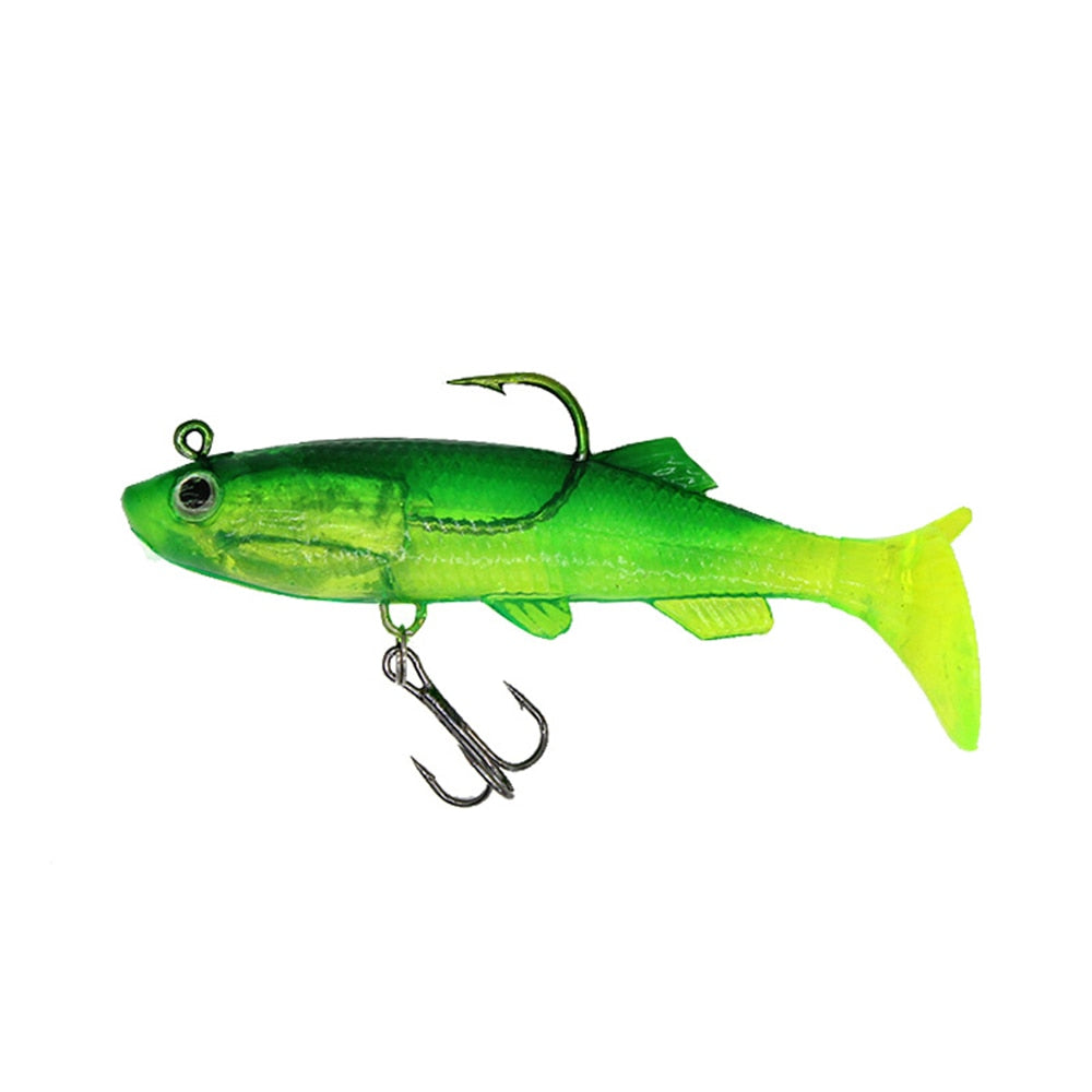 Soft Bait Fishing Lures 80mm/14g 90mm/9.5g Artificial Sinking Swimbait Paddle Tail Jig Head Fishing Tackle Goods for Sea Bass