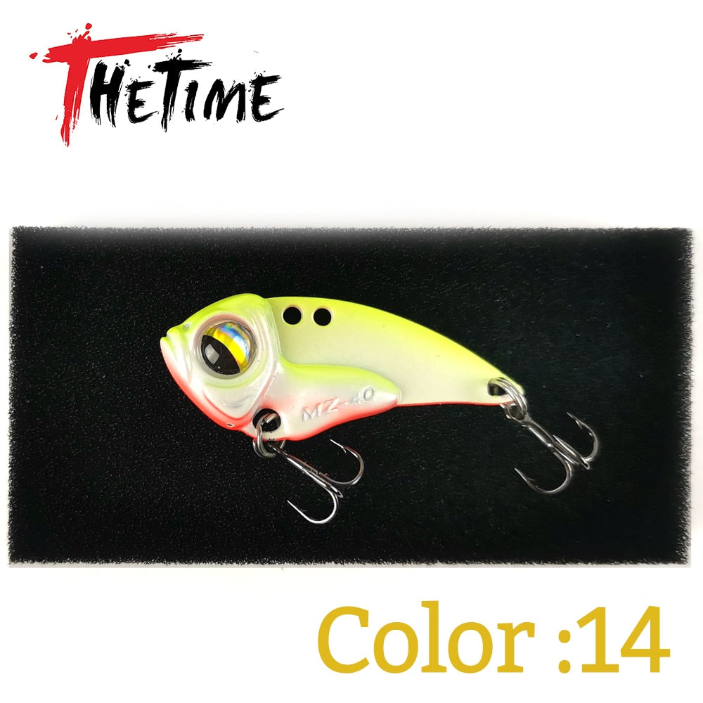 THETIME 2022 New MZ40 Metal VIB Ratlin Spoon Lure 40mm 6.5g Blade Jig Bait Vibrators Cicada For Pike Perch Crappie Bass Fishing