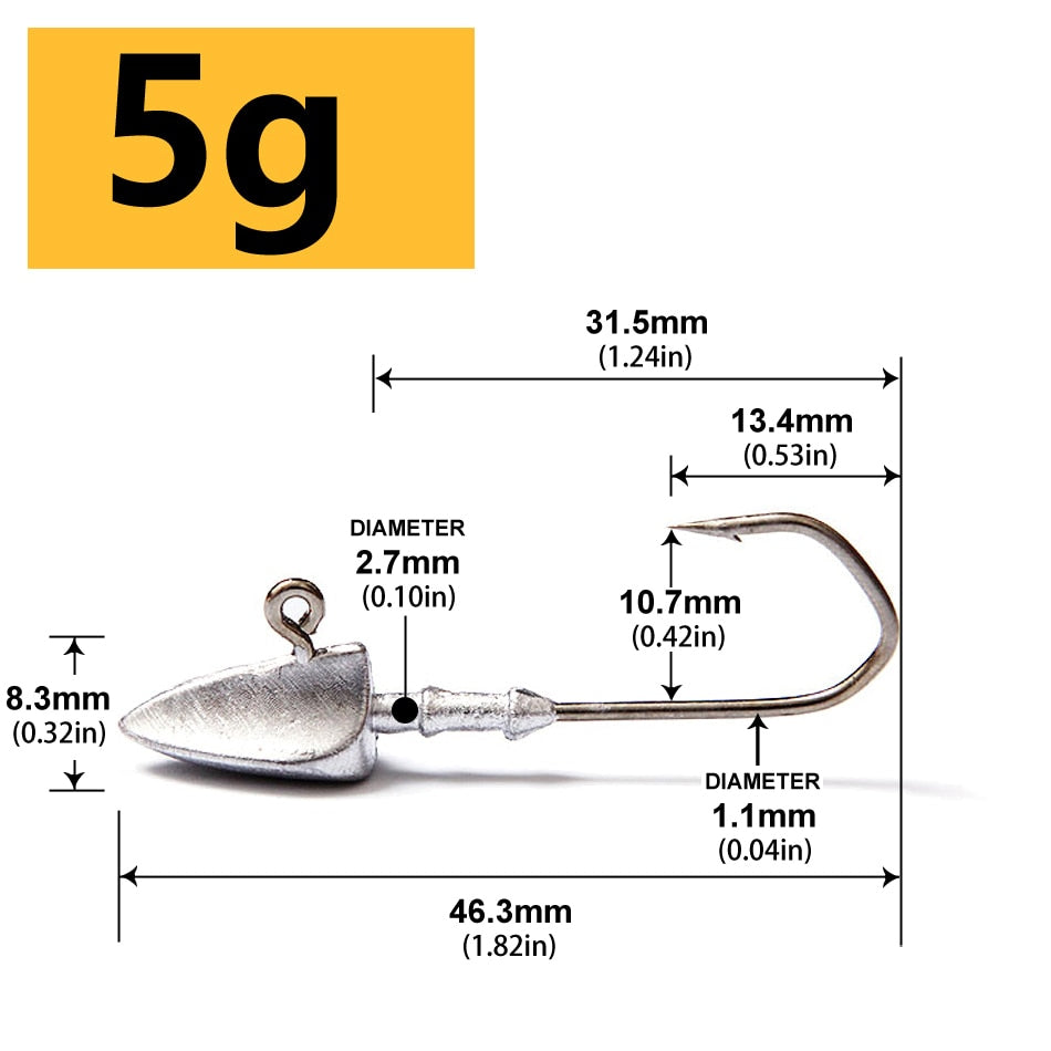 Triangle Head Hooks 3.5g 5g 7g 10g 14g 20g Ship type fishing hook soft worm jig Lure Hook Jig Head Fishing Tackle Hooks